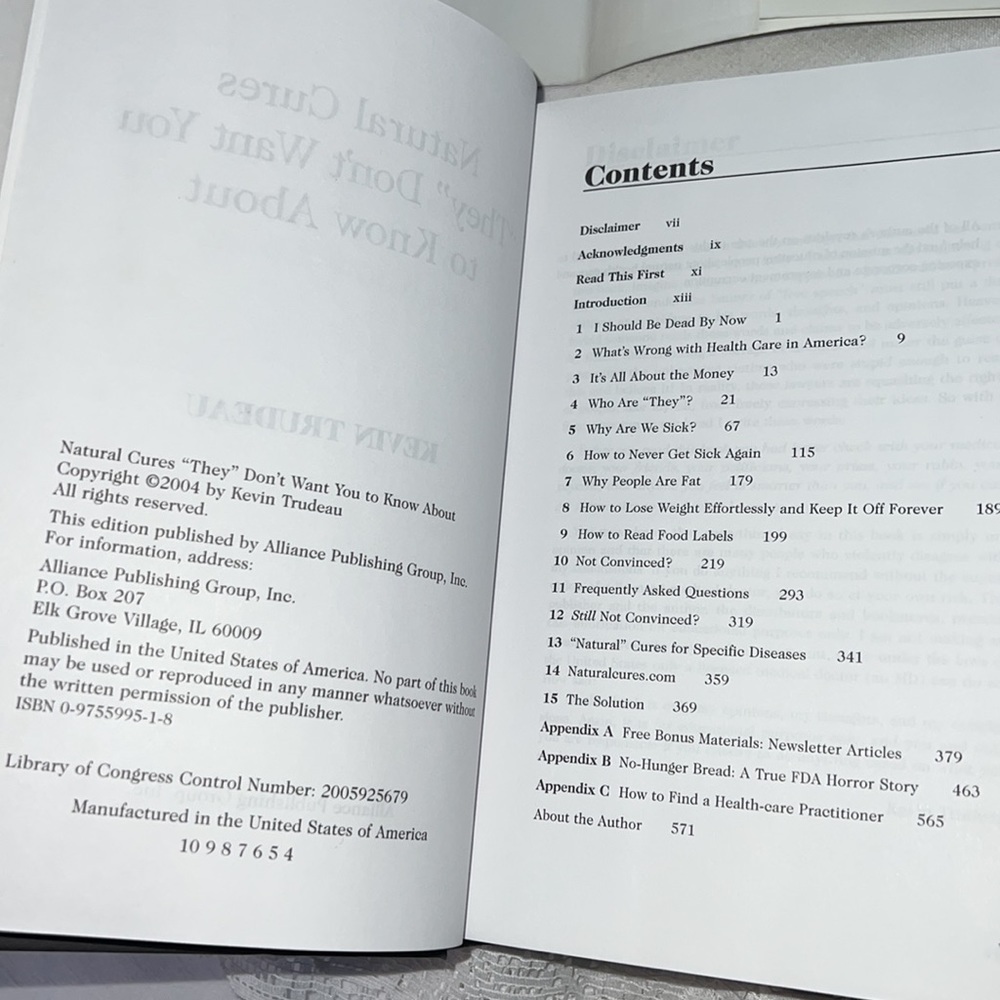 NATURAL CURES THEY DON’T WANT YOU TO KNOW ABOUT BY KEVIN TRUDEAU HARDCOVER BOOK - Picture 13 of 15